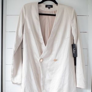 Lulus Champagne Satin Blazer Dress, Size Small